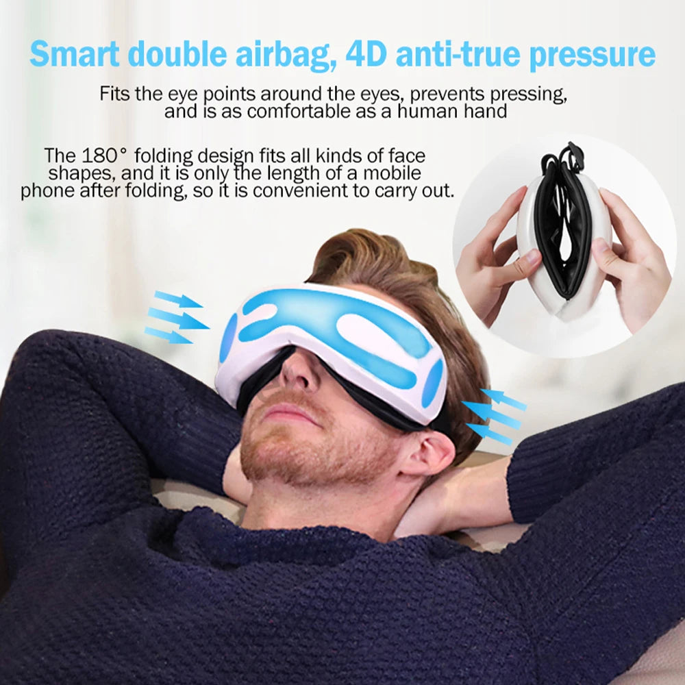 Smart Eye Massage Device with Vibration, Airbag Compression, Bluetooth Music, and Sleep Mask for Eye Relaxation and Fatigue Relief